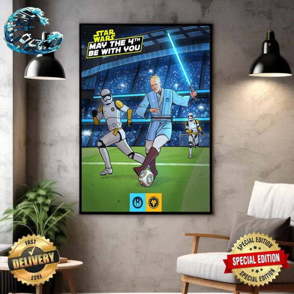 Erling Haaland Manchester City Star Wars May The 4th Be With You Home Decor Poster Canvas