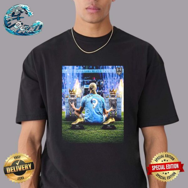 Erling Haaland Manchester City Two Seasons Two Titles Two Golden Boots Vintage T-Shirt