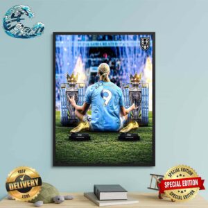 Erling Haaland Manchester City Two Seasons Two Titles Two Golden Boots Wall Decor Poster Canvas