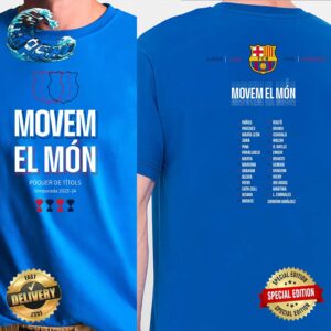 FC Barca Femení Samarreta Movem El Mon Poquer De Titols Temporada 2023-24 Campioni D’Europa Europe Two Sides Print Classic T-Shirt