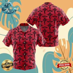 Flamel’s Cross Full Metal Alchemist Button Up Anime Ape Hawaiian Shirt