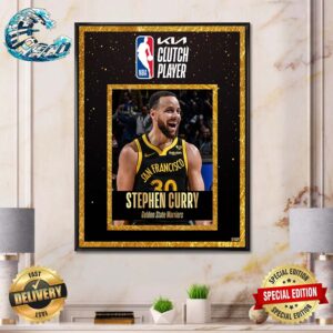 Golden State Warriors Guard Stephen Curry Is The Recipient Of The Jerry West Trophy As The 2023-24 KIA NBA Clutch Player Of The Year Poster Canvas