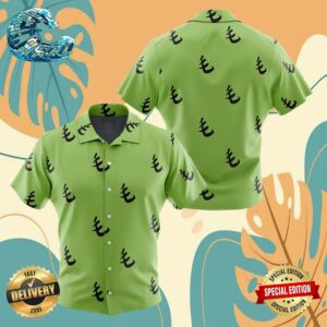 Green Pattern Saitama One Punch Man Button Up Anime Ape Hawaiian Shirt