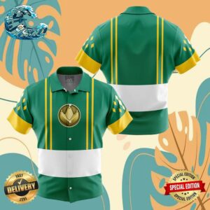Green Ranger Ninjetti Mighty Morphin Power Rangers Button Up Anime Ape Hawaiian Shirt