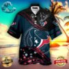 Houston Texans Nfl Color Hibiscus Button Up Hawaiian Shirt