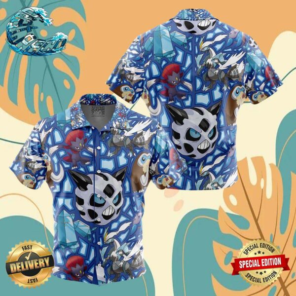 Ice Type Pokemon Pokemon Button Up Anime Ape Hawaiian Shirt