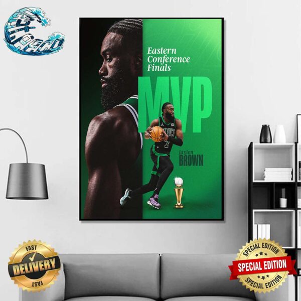 Jaylen Brown Boston Celtics Has Won The Larry Bird Trophy Eastern Conference Finals MVP Home Decor Poster Canvas