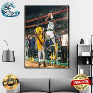 Jaylen Brown Tie The Game For Celtics Clutch Shot In Last Second Eastern Conference Final NBA Playoffs 2023-2024 Wall Decor Poster Canvas