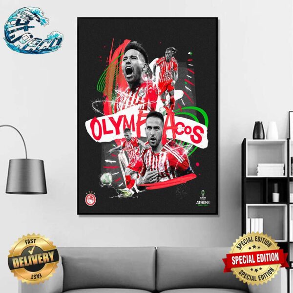 John Sheehan x UEFA Europa Conference League 2024 Olympiakos FC Looking To Make History Home Decor Poster Canvas