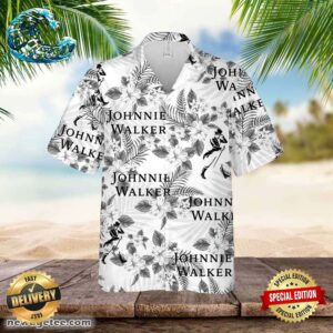 Johnnie Walker Hawaiian Flowers Pattern Shirt Hawaiian Beer