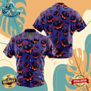 Kamina’s Great Flaming Skull Tengen Toppa Gurren Lagann Button Up Anime Ape Hawaiian Shirt