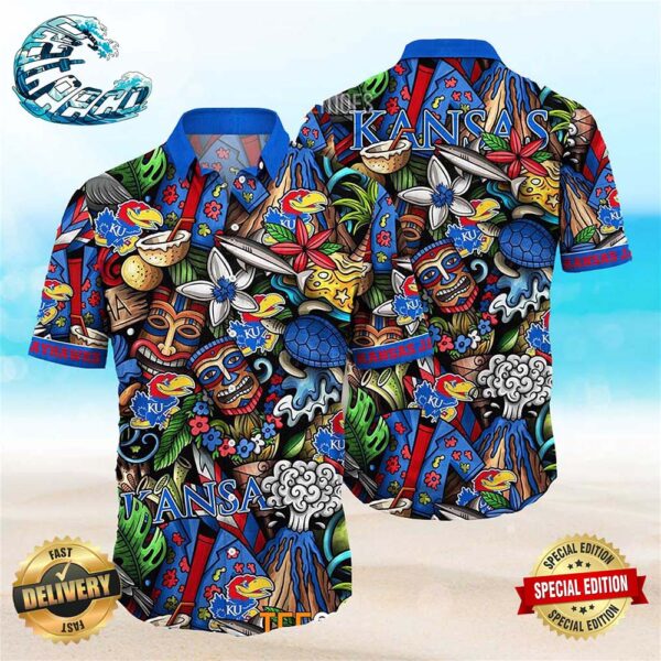 Kansas Jayhawks Ncaa Mens Floral Special Design Hawaiian Shirt