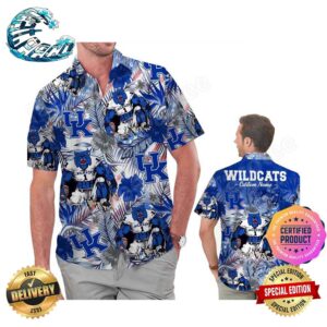 Kentucky Wildcats America Flag Tropical Floral Aloha Hawaiian Shirt Beach Shorts Custom Name For Men Women