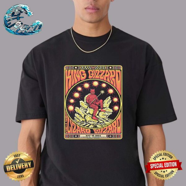 King Gizzard And The Lizard Wizard Poster Official Limited Edition At Liverpool Olympia In Liverpool UK On May 26 2024 Classic T-Shirt