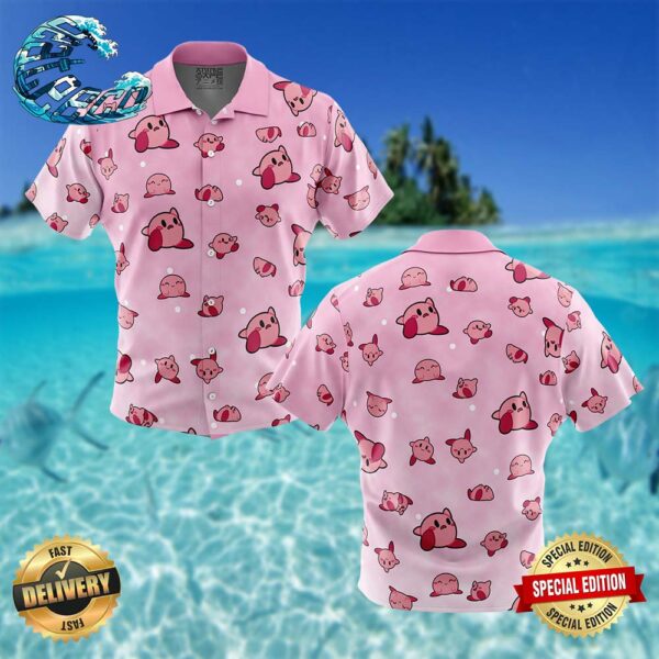 Kirby Pattern Button Up Hawaiian Shirt