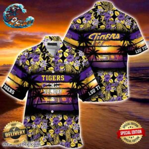 LSU Tigers Summer Beach Hawaiian Shirt Hibiscus Pattern For Sports Fan