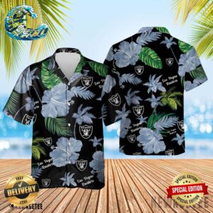 Las Vegas Raiders NFL Color Hibiscus Button Up Hawaiian Shirt