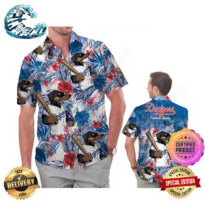 Los Angeles Dodgers America Flag Tropical Floral MLB Aloha Hawaiian Shirt Beach Shorts Custom Name For Men Women