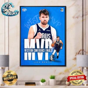 Luka Doncic Wins The Magic Johnson Trophy For 2024 Western Conference Finals MVP Poster Canvas