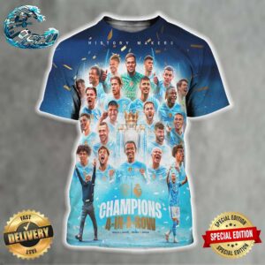 Manchester City Are Season 2023 2024 Premier League Champions Four-In-A-Row All Over Print Shirt