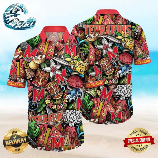 Maryland Terrapins Ncaa Mens Floral Special Design Hawaiian Shirt