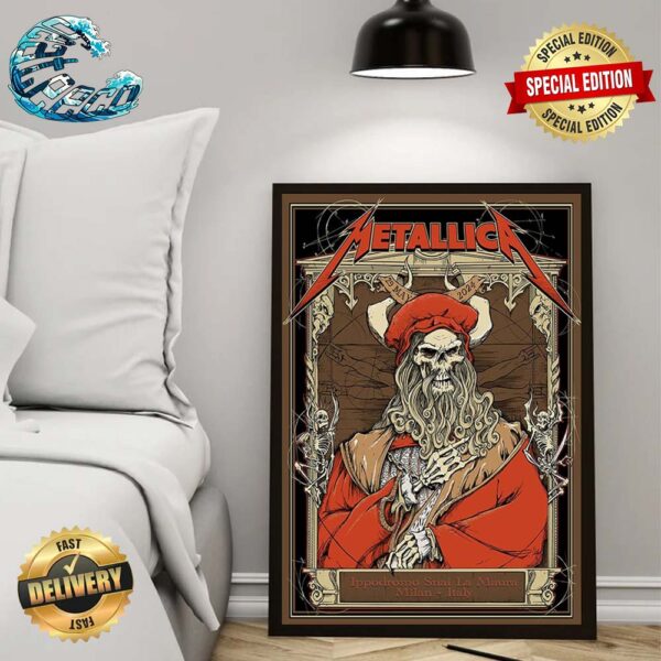 Metallica M72 Poster Limited Edition Show At The I-Days Festival Ippodromo Snai La Maura In Milan Italy On 29 May 2024 Wall Decor Poster Canvas