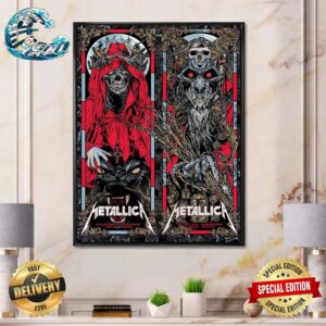 Metallica M72 World Tour Killer Full Show Combine Poster For Night 1 And 2 Of The European Run In Munich Germany At Olympiastadion On 24th And 26 May 2024 Poster Canvas
