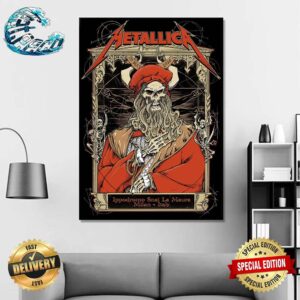 Metallica Tonight M72 World Tour Poster On May 29 I Days Milano At Ippodromo Snai La Maura In Milan Italy Fresh Of First No Repeat Weekend Of 2024 Poster Canvas