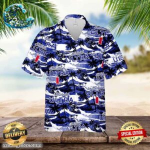 Michelob Ultra Hawaiian Sea Island Pattern Shirt Hawaii Beer