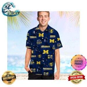 Michigan Wolverines America Flag Tropical Floral Aloha Hawaiian Shirt Beach Shorts Custom Name For Men Women