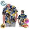 Michigan Wolverines America Flag Tropical Floral Aloha Hawaiian Shirt Beach Shorts Custom Name For Men Women