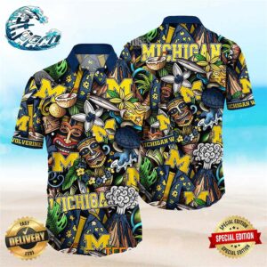 Michigan Wolverines Ncaa Mens Floral Special Design Hawaiian Shirt