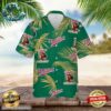 Miller High Life Hawaiian Button Up Shirt Island Palm Leaves