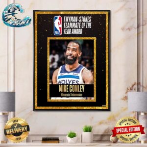 Minnesota Timberwolves Guard Mike Conley Has Been Named The 2023-24 Twyman-Stokes Teammate Of The Year Home Decor Poster Canvas