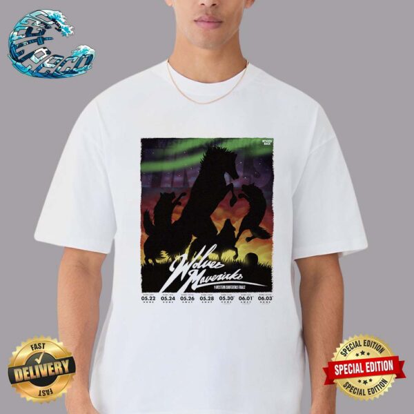 Minnesota Timberwolves Western Conference Finals It All Stars Wednesday Cover Style Art Wolf Vs Horses Premium T-Shirt