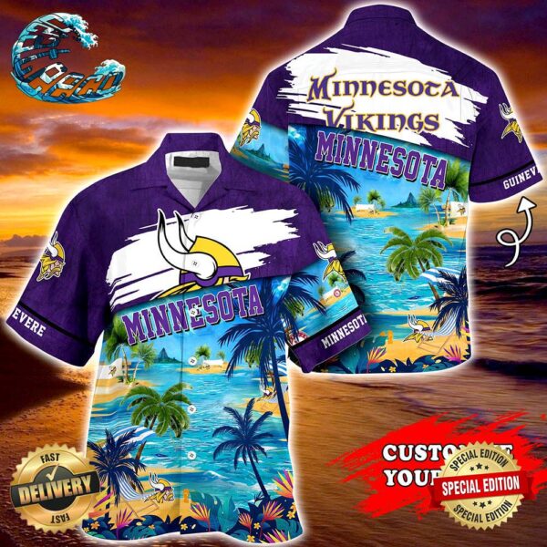 Minnesota Vikings NFL Personalized Hawaiian Shirt Beach Shorts