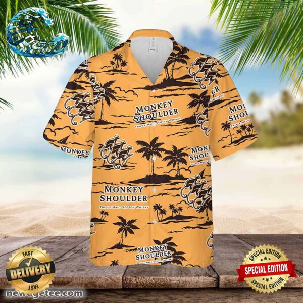 Monkey Shoulder Whiskey Hawaiian Beach Pattern Shirt Hawaii