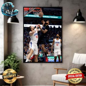 NBA Playoffs 2024 Daniel Gafford Dunks On Ivica Zubac Help Mavericks Went To Round 2 Poster Canvas