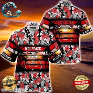 NC State Wolfpack Summer Beach Hawaiian Shirt Hibiscus Pattern For Sports Fan