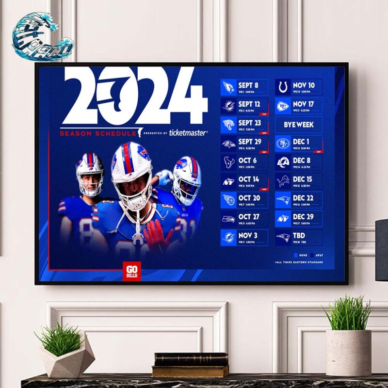 NFL 2024 Season Schedule Full Buffalo Bills Wall Decor Poster Canvas