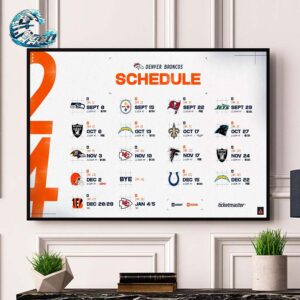 NFL 2024 Season Schedule Full Denver Broncos Wall Decor Poster Canvas