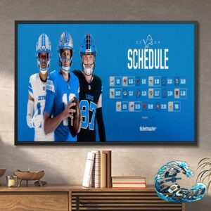 NFL 2024 Season Schedule Full Detroit Lions Wall Decor Poster Canvas