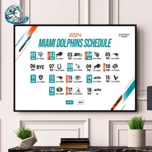 NFL 2024 Season Schedule Full Miami Dolphins Wall Decor Poster Canvas