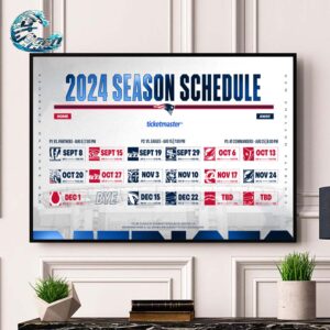 NFL 2024 Season Schedule Full New England Patriots Wall Decor Poster Canvas