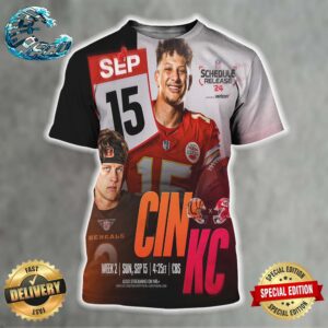 NFL Schedule Release 24 Week 2 Cincinnati Bengals Vs Kansas City Chiefs On Sunday September 15 All Over Print Shirt