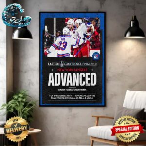 NHL Stanley Cup Playoffs 2024 New York Rangers Advanced To The Conference Finals Wall Decor Poster Canvas