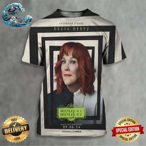 New Character Posters For Beetlejuice 2 Featuring Catherine O’Hara Releasing In Theaters On September 6 2024 All Over Print Shirt