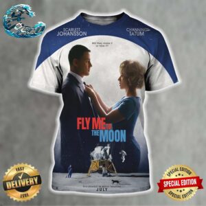 New Poster For Fly Me To The Moon Starring Scarlett Johansson And Channing Tatum Releasing In Theaters On July 12 All Over Print Shirt