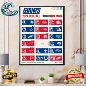 New York Giants NFL 2024 Season Schedule Home Decor Poster Canvas