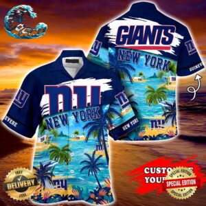 New York Giants NFL Personalized Hawaiian Shirt Beach Shorts